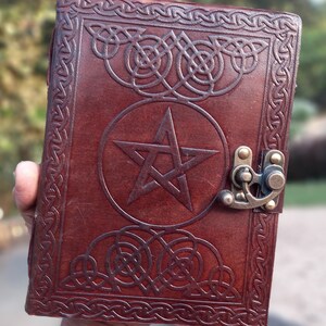 Cuaderno de notas con pentagrama, diario de cuero, diario celta hecho a mano, libros de escritura diaria