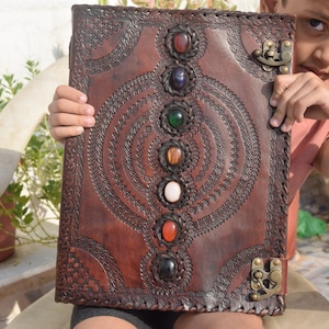 Handmade Leather Journal: Seven Stone Book of Shadows