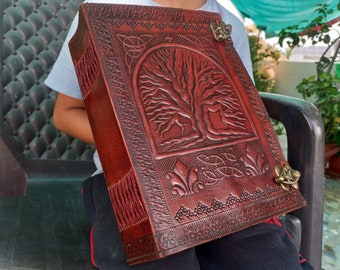 Extra Large 600 Pages Leather Journal, Tree of life Journal, Handmade Tree Notebook, Leather Diary, Book of Shadows, Mother's day gifts