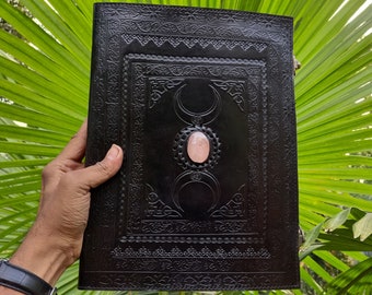 Handgemaakt drievoudig leren notitieboek extra groot notitieboek reisboek met schaduwen Gepersonaliseerd dagboek