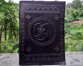 Handmade Celtic Dragon Leather Journal: Embossed Writing Notebook
