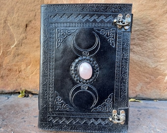 Personalized Triple moon goddess leather journal Notebook Handmade leather dairy travel book of shadows