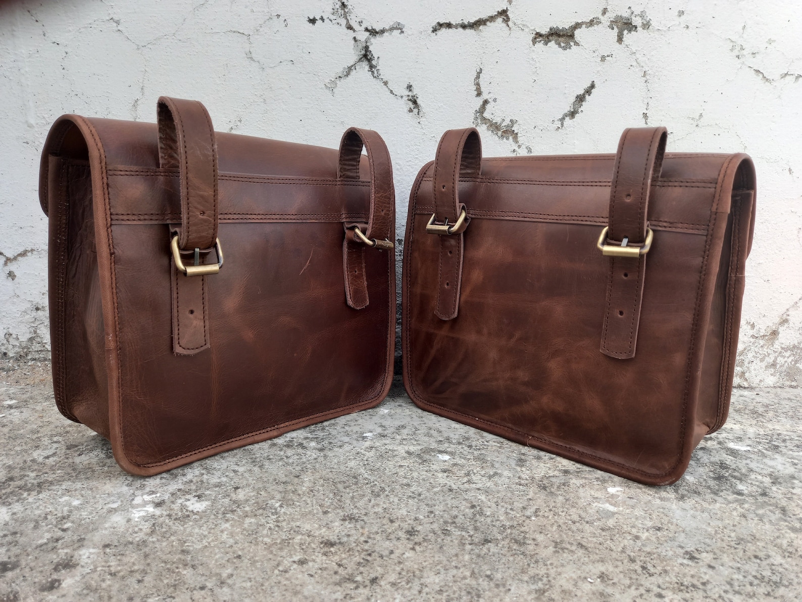 Leather Motorcycle Saddle Bag Brown Leather Saddlebags Etsy