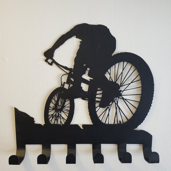 Mountain bike gear rack / metal wall decor / mountain biking wall art / Bicycle art