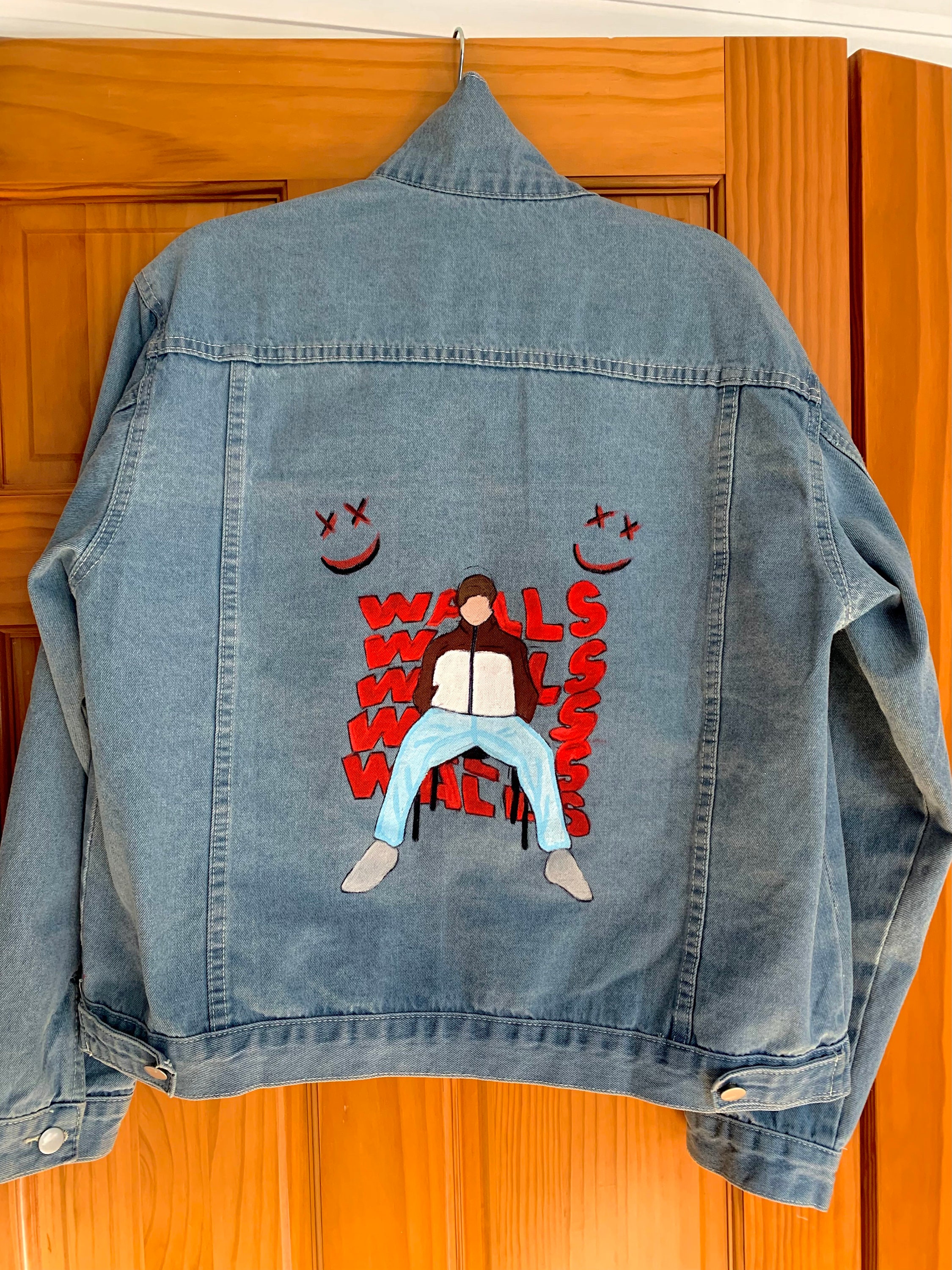 Louis Vuitton Custom Denim Jacket; Hand Painted; Art on denim; Denim jacket  with art; Jacket with painting; Exclu…