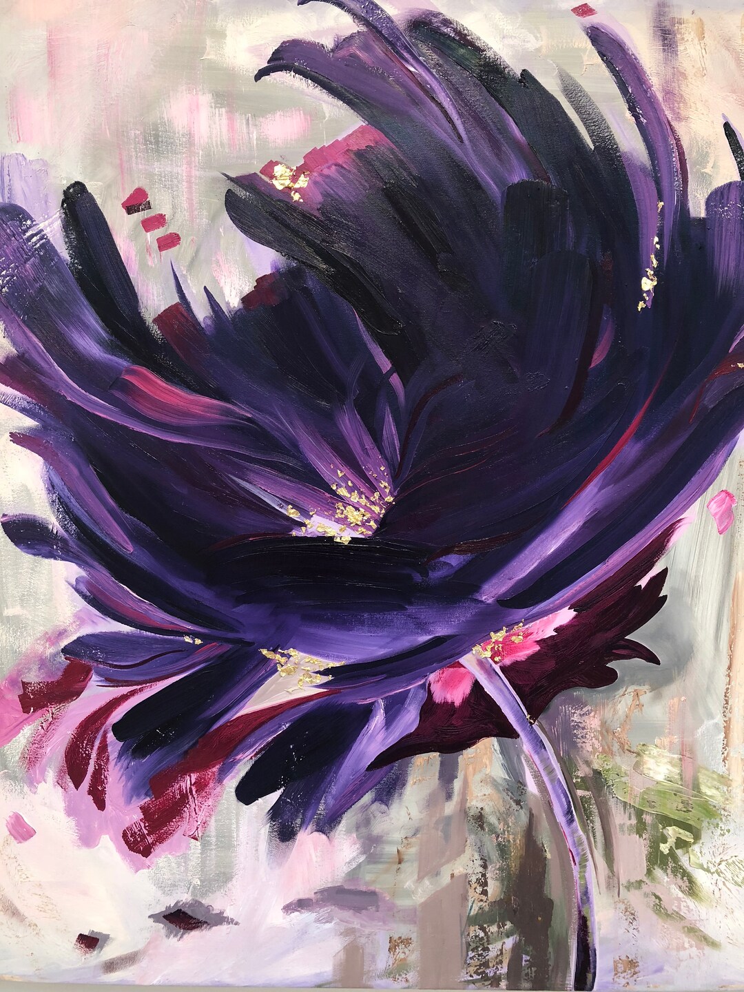 Purple flower, art print, 12x16, Impressionistic, purple, violet