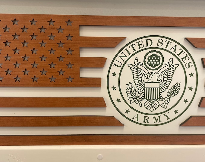 Patriotic Wooden Sign - Double-Layer with 3D US Flag Design - Army, Navy, Air Force, Coast Guard, Police, Doctor, Fire, 2A, In God We Trust