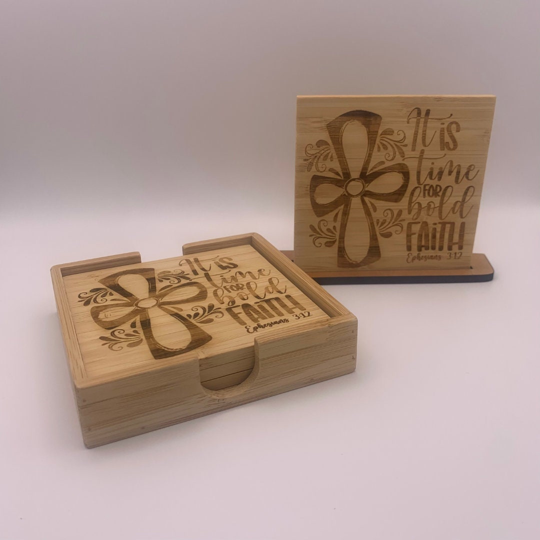 Bamboo Coaster Sets, Christian, Scripture, Drinkware, Barware ...