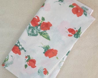 Vintage 1970s Halston for Fieldcrest Abstract Orange Poppy Floral Single (1) Poly/Cotton King Pillowcase 20x39