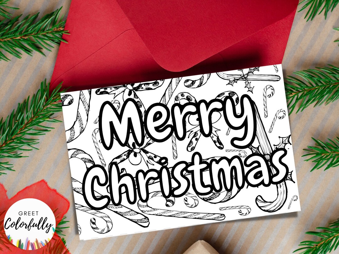 Christmas Card Printable Coloring Card Color Your Own - Etsy
