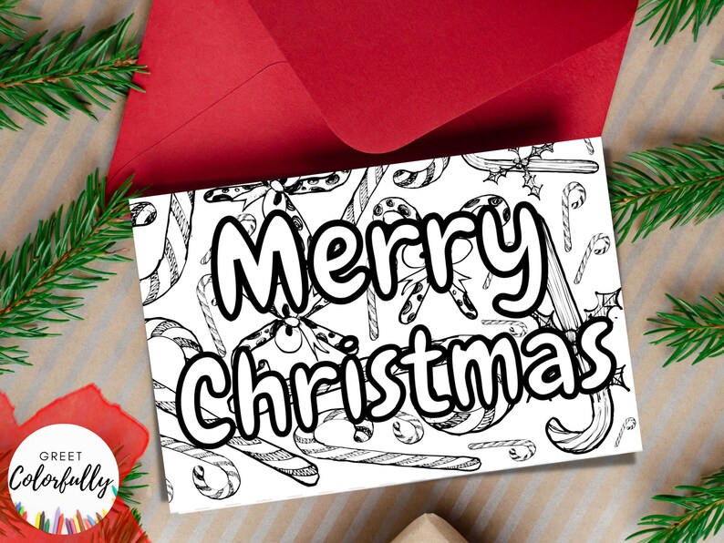 Christmas Card Printable Coloring Card Color Your Own Etsy Christmas card printable coloring card color your own etsy