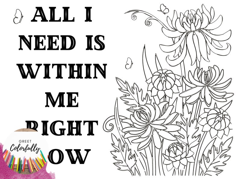 Affirmation Coloring Pages, Adult Coloring Sheets, Positive