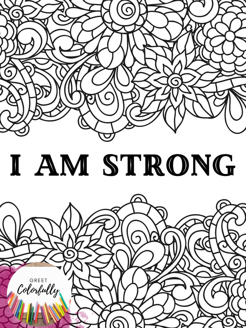 Affirmation Coloring Pages, Adult Coloring Sheets, Positive