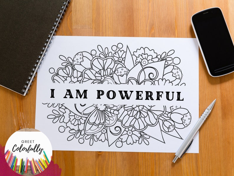 Affirmation Coloring Pages, Adult Coloring Sheets, Positive