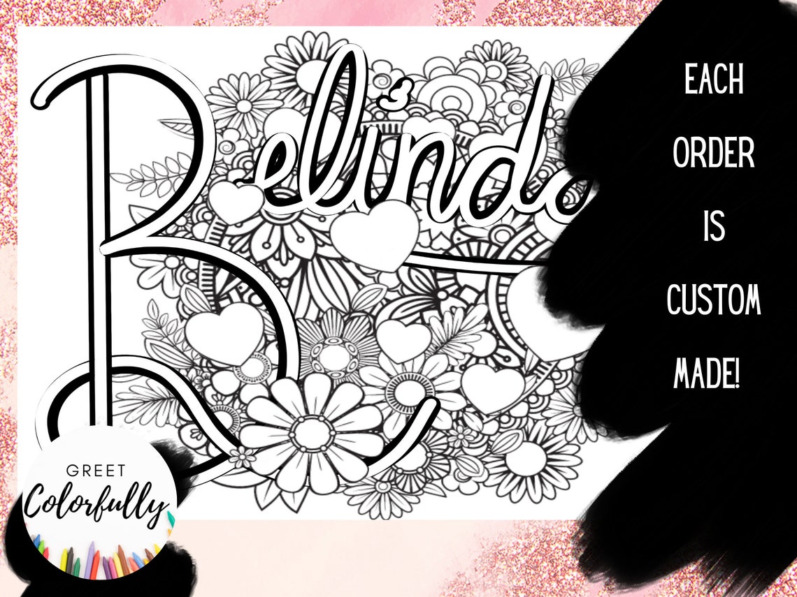 Personalized Coloring Sheet, Custom Name Coloring Page, Hand Drawn Name ...