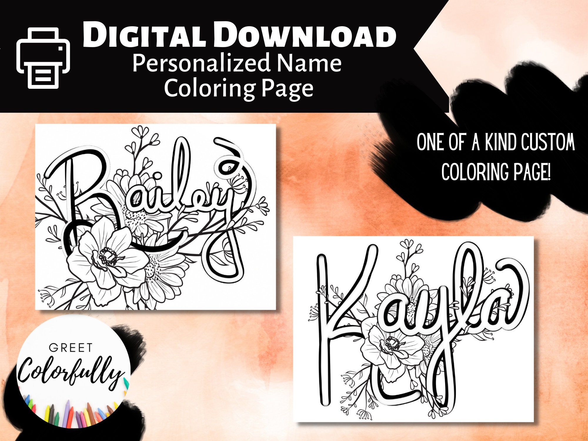 Personalized Coloring Sheet Perfect Gift for All Ages, Made to Order ...