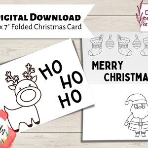 Christmas Card, Printable Coloring Card, Color Your Own Greeting Card ...