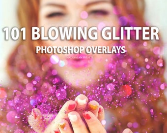 101 Blowing Glitter Photoshop Overlays, Photoshop action, Christmas Overlays, Sparkle Overlays, Birthday, Wedding, Party, Confetti overlays