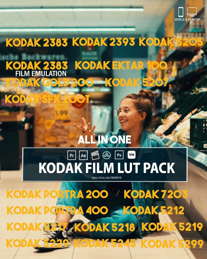 32 Kodak Film Luts Include 2383 Print Film Emulation,kodak Portra 200,kodak Gold 200,kodak Ektar