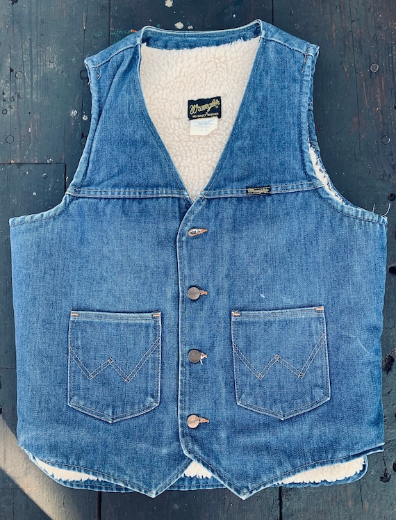 70’s Wrangler No-Fault Denim Fleece Lined Vest