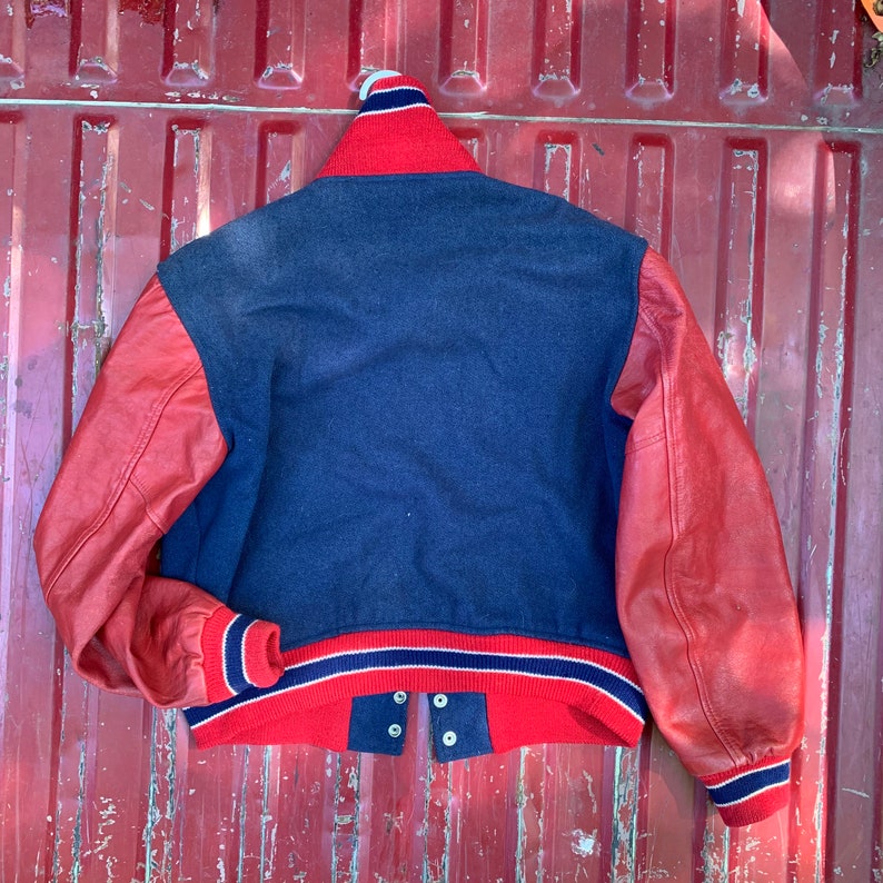 Genuine Leather Lettermen Varsity Jacket from the 1950\u2019s \u201cB\u201d varsity letter.