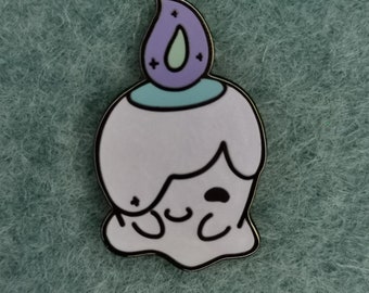 Candle in the Night Hard Enamel Pin_Pokemon_Ghost type_Lapel pin_Badge_Accessories_Spooky_Halloween_Candle_Glow in the dark_Pearlecent