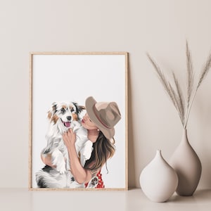 Family Portrait with Pet | Personalised Gift | Home Gift  | Home Gift |  Pet Loss  |  Gift for Him  | Gift For Dad