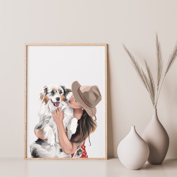 Family Portrait with Pet | Personalised Gift | Home Gift  | Home Gift |  Pet Loss  |  Cat Lady  | Pet Loss  | Pet Memorial | Family Portrait