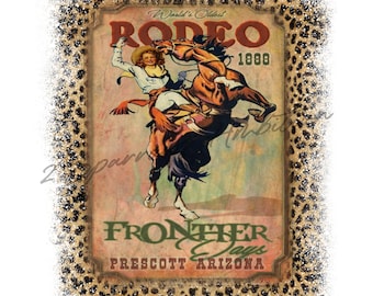 VINTAGE RODEO POSTER PRINT Bakersfield Rodeo 1937 VINTAGE RODEO POSTER PRINT Bakersfield Rodeo 1937