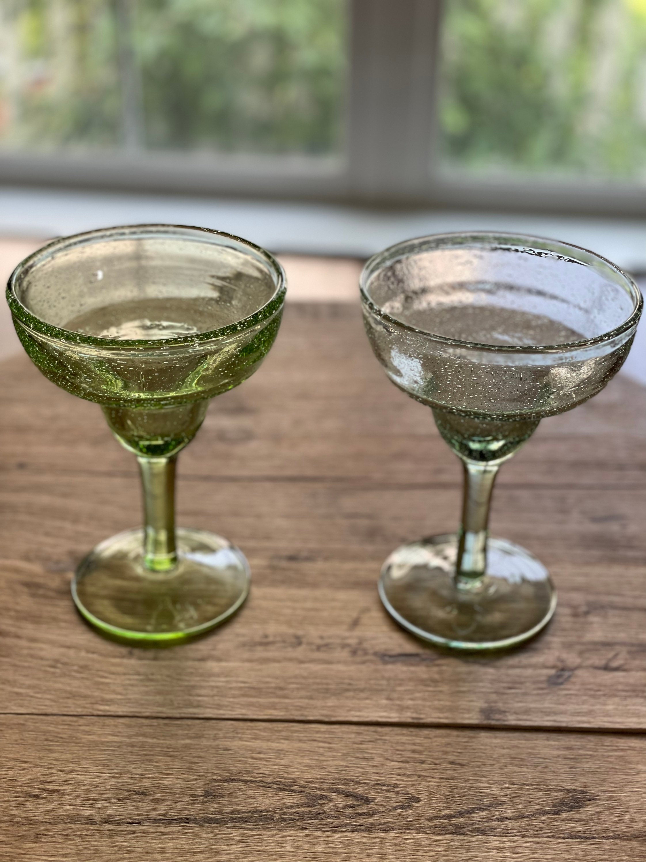 Handblown Bubble Glass Margarita Glasses Set of Two lime Etsy UK