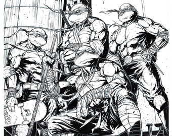 TMNT: Alpha #1 Epikos Exclusive Ltd Variant Original Published 11x17 Ink Cover Art - Signed