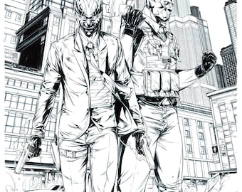Slashers Incorporated #1 Exclusive Ltd Variant Original Published 11x17 Ink Cover Art - 2x Signed