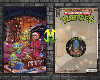 Saturday Morning Adventures of TMNT #7 Exclusive Christmas Virgin Variant Cover Comic Book - Signed - Limited