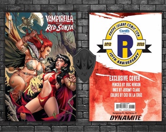 Vampirella vs Red Sonja #1 - Rhode Island Comic Con 10th Year Anniversary Exclusive Variant Cover Comic Book - Signed