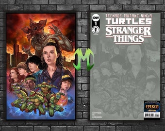TMNT x Stranger Things #1 - Epikos Comics Exclusive Virgin Variant Cover Comic Book - Signed - Limited