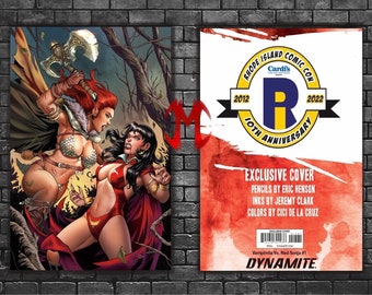 Vampirella vs Red Sonja #1 - Rhode Island Comic Con 10th Year Anniversary Exclusive Virgin Variant Cover Comic Book - Signed