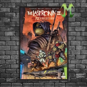 May include: Teenage Mutant Ninja Turtles comic book cover featuring the Last Ronin II: Re-Evolution. The cover art depicts a hooded ninja figure with a red background and a futuristic cityscape.
