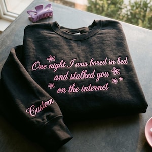 Embroidered Lyric Crewneck, Internet Culture Sweatshirt, Y2K Grunge Concert Outfit, Alternative Apparel, Sarcastic Pullover