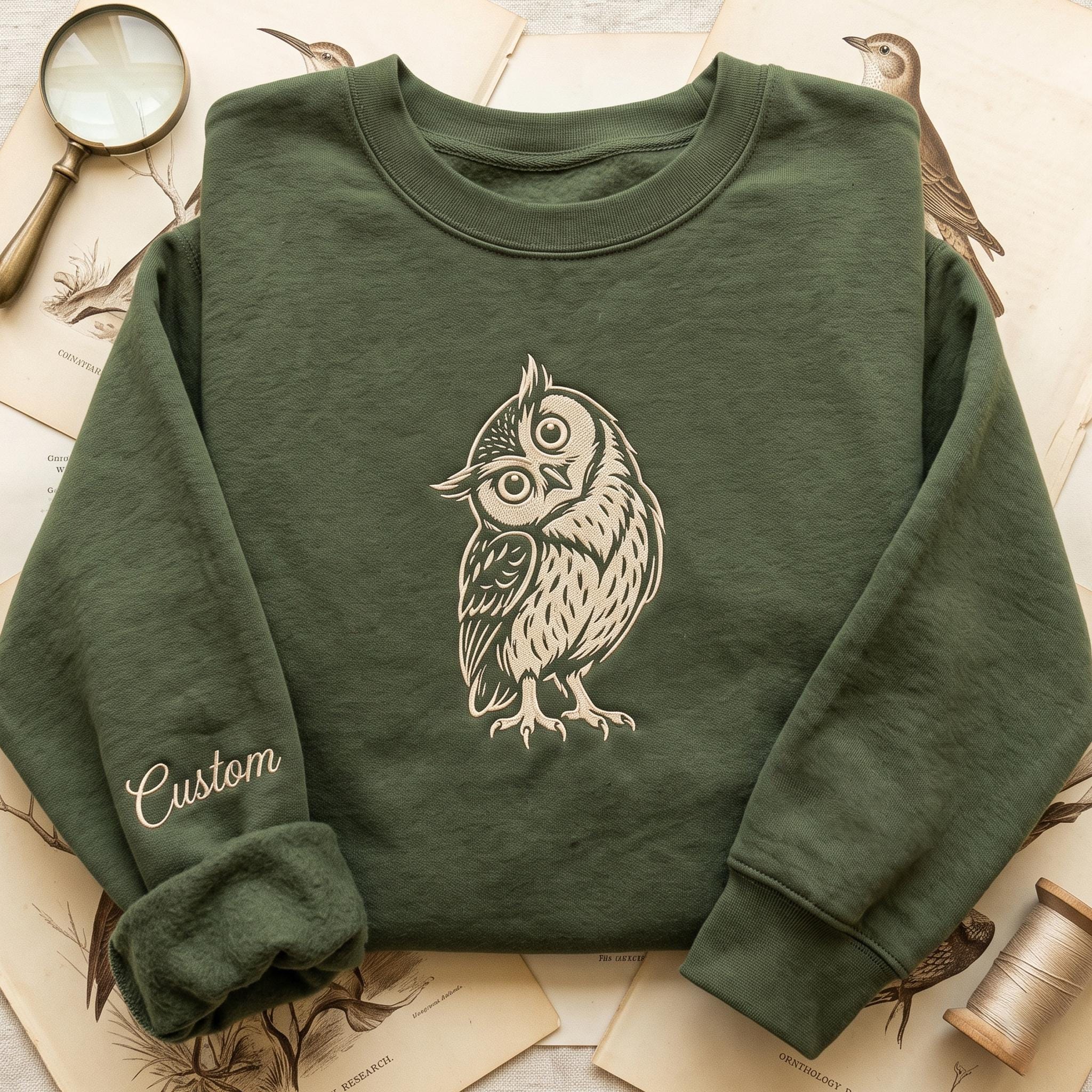Embroidered Owl Sweatshirt, Wildlife Nature Lover Sweater, Fall Apparel, Nature Themed Gift for Her
