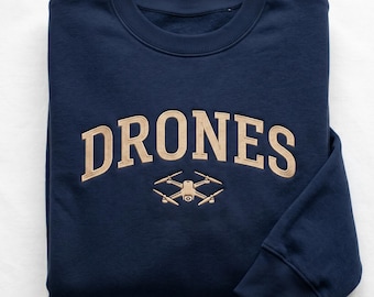 Drones Embroidered Sweatshirt, Custom Pilot Crewneck, FPV Racing Shirt, Personalized Father's Day Present