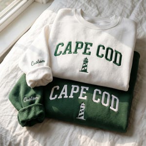 Broderad Cape Cod-tröja, unisex, minimalistisk, semesterkläder, souvenir, rund hals, reseminne
