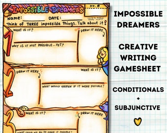 Shelly's Gamesheets - Impossible Dreamers (Colored & Black/White) A4 Digital File Printable - English Language Learning Worksheets for all