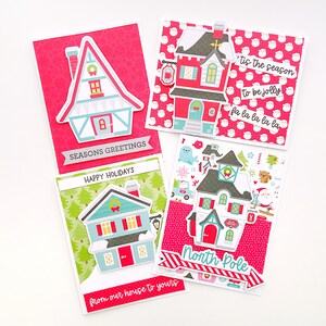 Handmade Christmas Card Set, 4 Card Bundle, Holiday Cards, Cute Christmas Cards, Winter Cards, Home for Christmas, Home for the Holidays