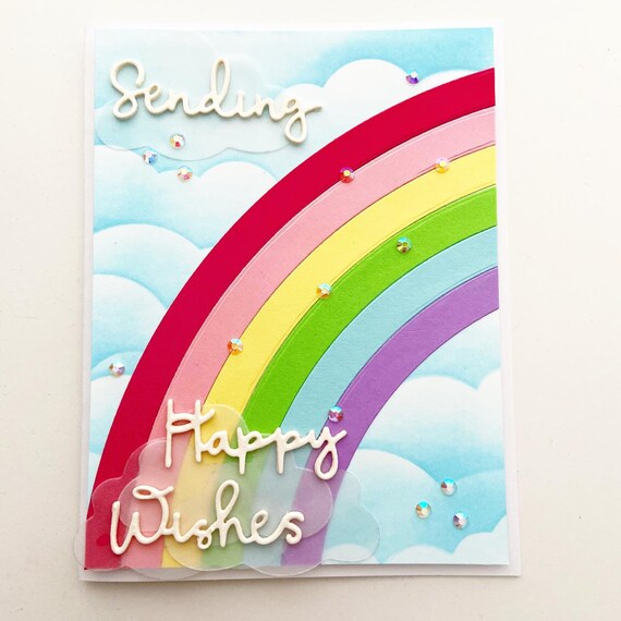 Sending Happy Wishes Rainbow Card Good Luck Card Best Etsy