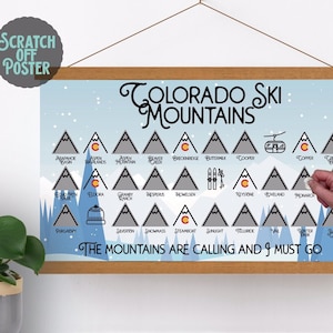 Colorado Ski Map, Scratch off ski map, Colorado Scratch off, Ski gifts, Colorado Mountains, Colorado Gifts, Skiing Poster, bucket list