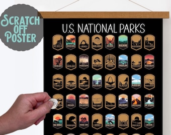 National Parks Scratch Off, US national park travel map, Bucket list, Scratch off adventure, Scratch off for travel, Travel Gift, Frame