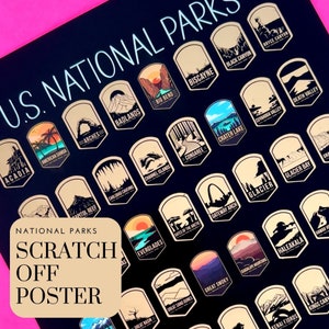 63 National Park Poster, Scratch off Poster, Yellowstone, US national park travel map, Scratch offs,  Acadia, Zion, Travel gift