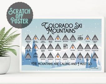 Colorado Ski Mountains Scratch off Poster