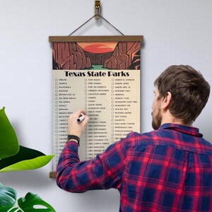 Texas State Parks Checklist, Texas State Park map, TX State Park tracker, Lone Star State Gift, State Parks Passport, 11x17 Canvas