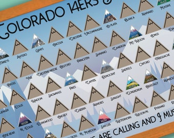 Colorado 14er Checklist, 14ers Scratch off map, 14er Tracker, 14er finisher, Hiking Gifts, Fourteeners, Colorado gifts, Colorado Trail